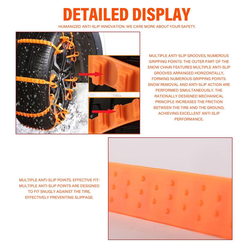 Tire Chains Foldable Lightweight Full Coverage Tool Tire Snow Chains for Vehicle automotive Trucks SUVs winter outdoor camping