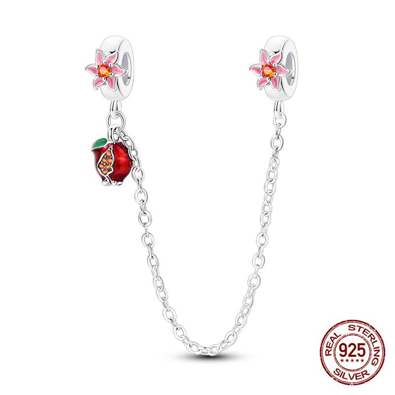 Original 100% 925 Silver Star Moon Safety Chain Fit 925 Original Bracelet & 3mm Bracelet DIY Jewelry Making Women Gift