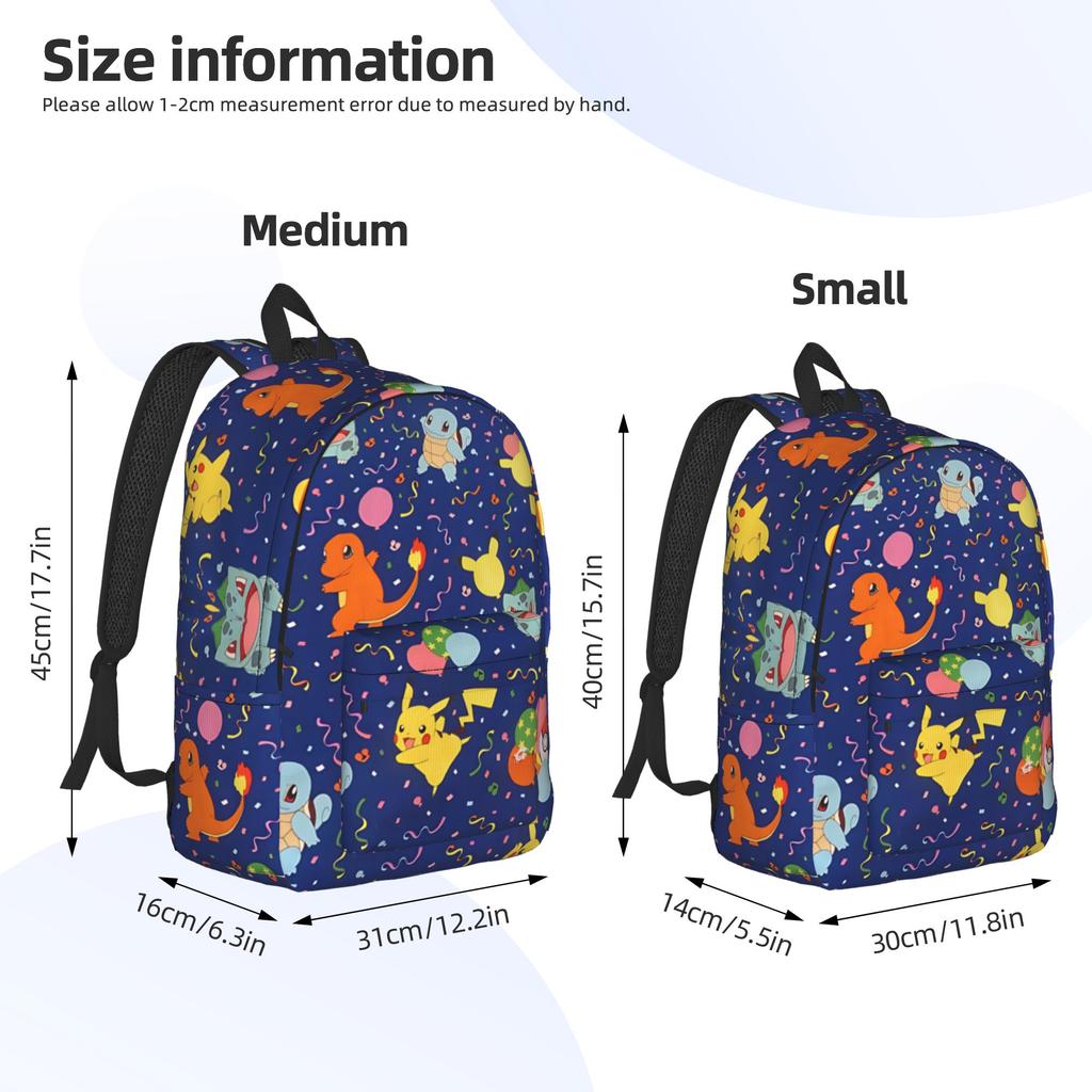 Fashion Cartoon Pokemon Theme Backpack Mochilas Fashion Campus Sturdy Shoulder Rucksack