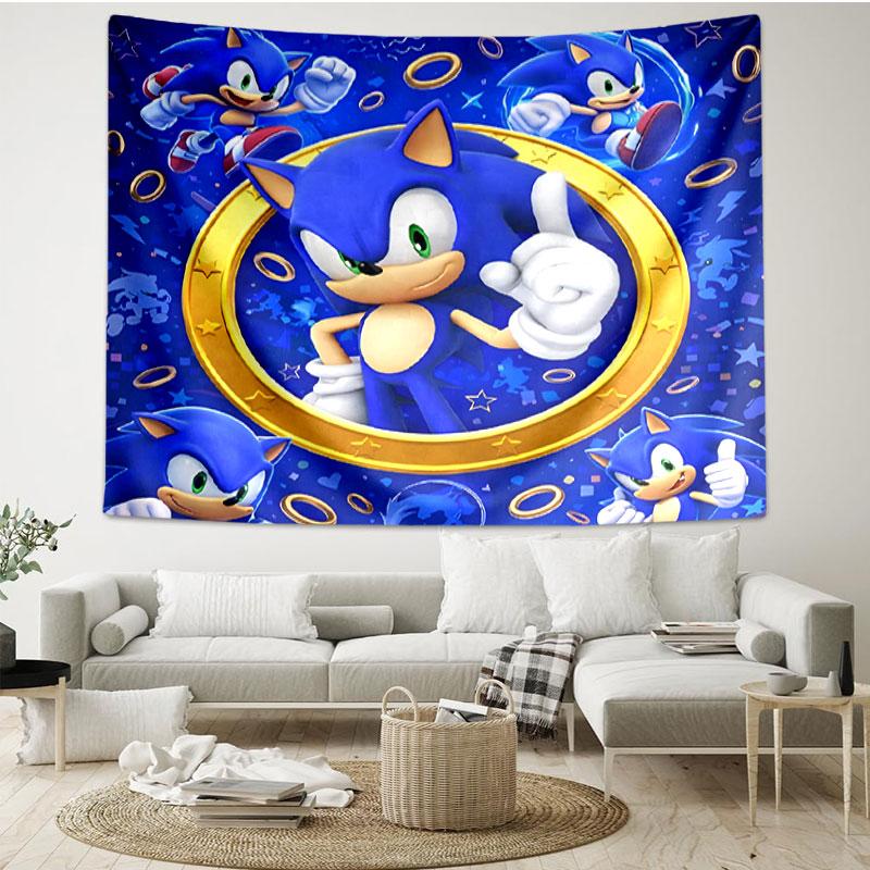Sonic Print Tapestry - Portable Wall Decor Cloth, for Home, Dorm, Travel, Bedroom, Living Room - Ideal Birthday Housewarming Gift