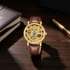 Vintage Men Watch Hollow Round Dial Faux Leather Strap Casual Formal Watch Accurate Quartz Wristwatch Fashion Jewelry Gift