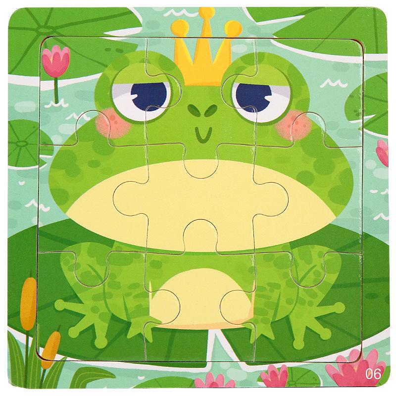 9-Piece Wooden Animal Puzzle for Toddlers - Early Education Cognitive Toy