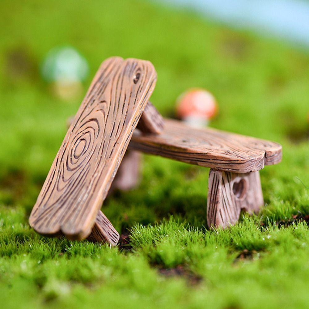 Romantic Mini Wooden Chair Figurine Dolls Succulents Bonsai Ornaments DIY Resin Love Stool