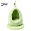 Birdcage Accessories Hanging Parrot Nest Bed, Winter Striped Plush Water Drop Shape Cozy Cave Bed with Removable Cushion, Bird Cage Hammock