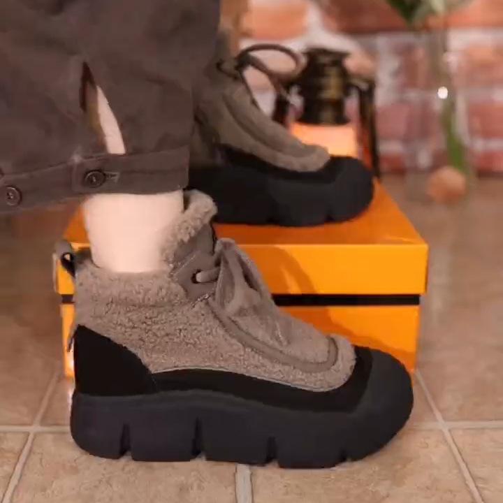 Popular Martin Boots Women's 2024 Winter New Thick-soled Snow Boots Velvet Warm Low-top Shoes Comfortable Mother Cotton Shoes Women