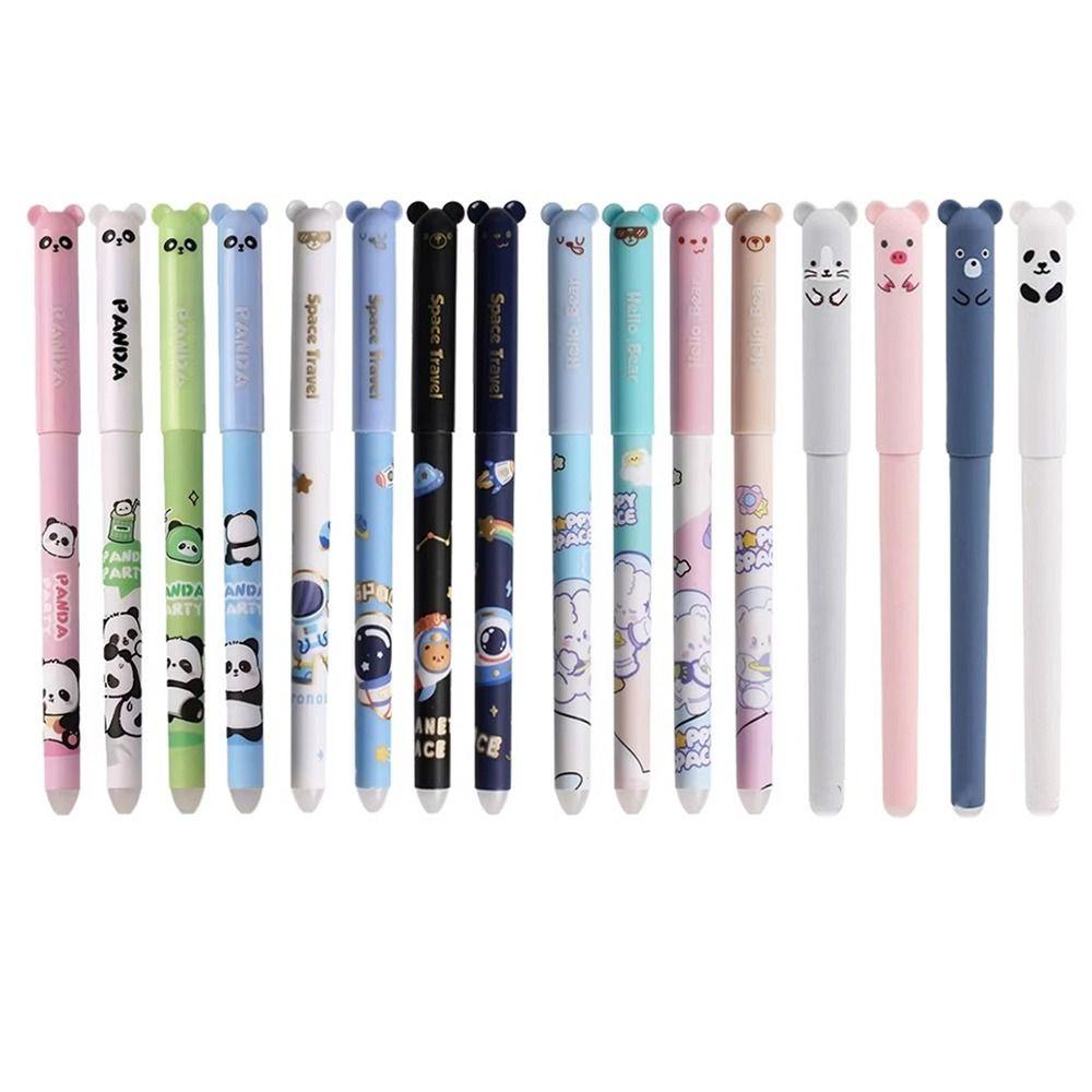 24PCS/Set 0.5mm Erasable Pen Black/Blue Ink Sign Pen Cartoon Ballpoint Pen  Students