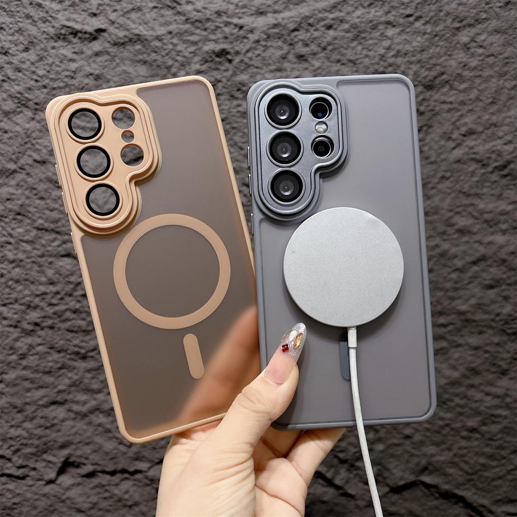 Magnetic Luxury Matte Shockproof Case For Samsung Galaxy S26 S25 S24 Ultra S24 S25 S26 Plus FE For Magsafe Wireless Charge Cover