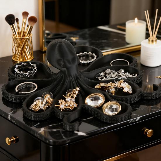 Octopus Jewelry Storage Tray with 8 Compartments Multi-purpose Necklaces Rings Earrings Trinket Organizer Holder Serving Tray Decoration