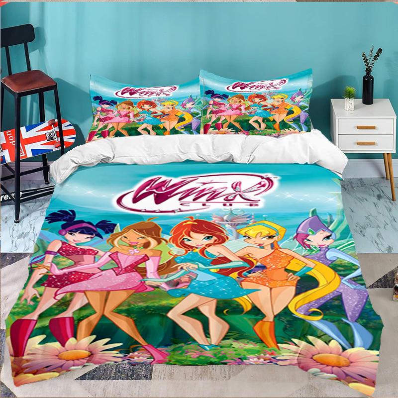 Wink Club Magical Friendship 3PCS Bedding set,Ideal for 1pc Duvet Cover And 2pcs Pillowcases Perfect for Fan gift,Ideal for Bedroom, Dormitory