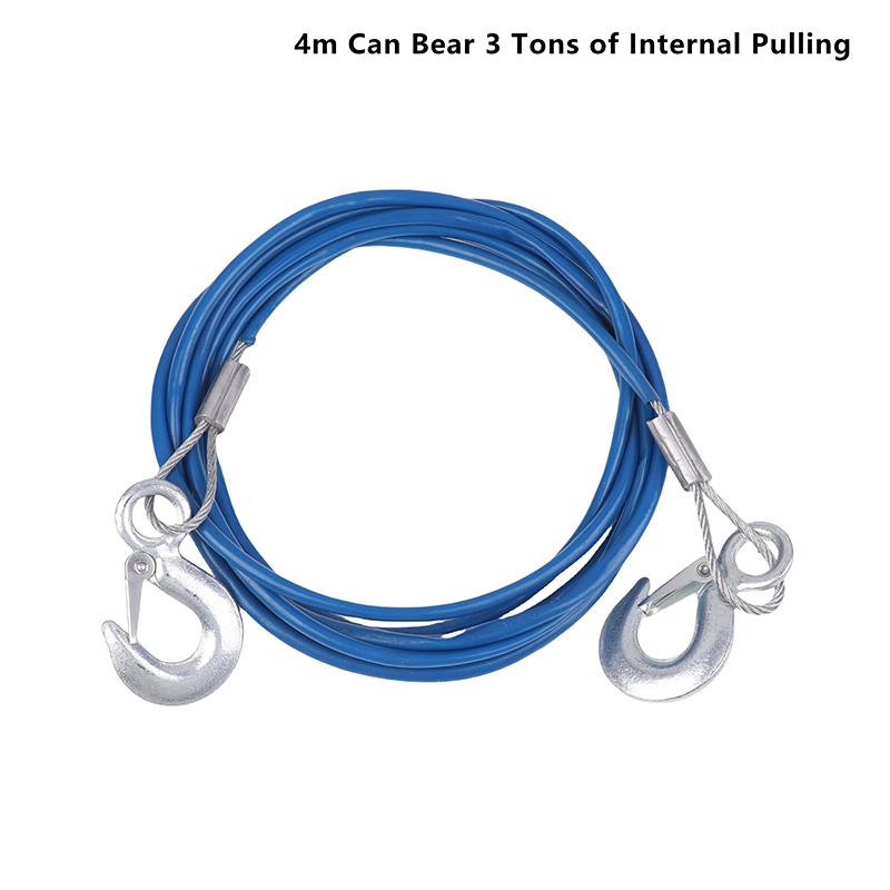 4/5M Car Tow Rope Auto Pull Roped 3-7 Tons Steel Wire Tow Ropd Traction Roping Trailer Pulls Rope With Hooks Car Emergency Tool