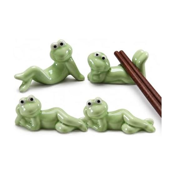 4-Piece Ceramic Frog Chopstick Rests - Cute & Stylish Tableware for Gifts