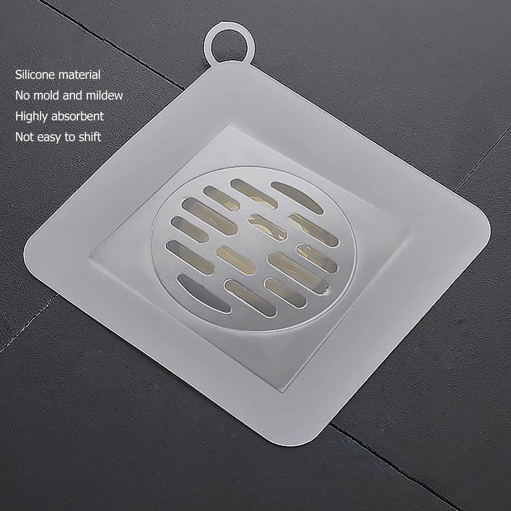 4pcs Flat Suction Cover Silicone Odor Resistant Strong Suction Multifunctional Drain Plug Cover White Gray