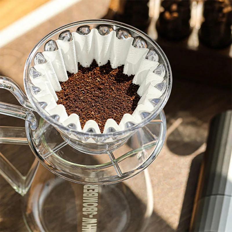 50/100PCS Basket Coffee Paper Filter Pour Over Filter Papers Machine 155*45mm , Fits B75 Coffee Dripper &1-2 Cups Basket Dripper