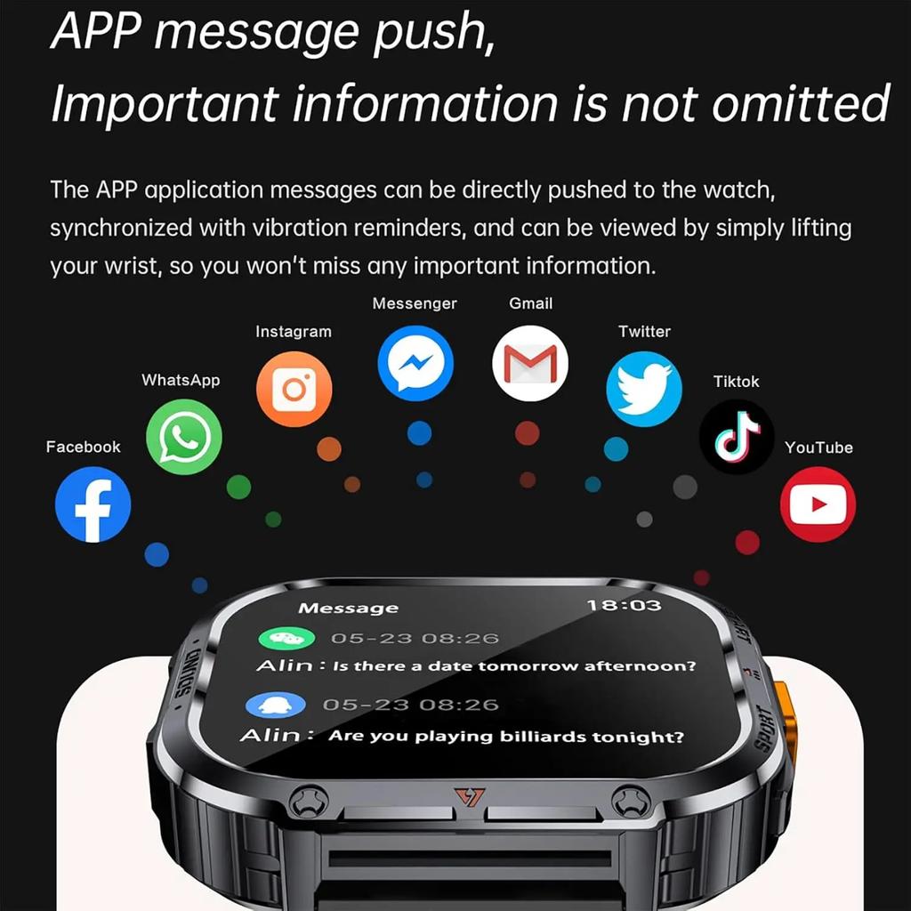 New Smart Watch Men LED Light Flashlight BT Call Music Player Sport Fitness Bracelet Calories Ultra Large Screen Smartwatch