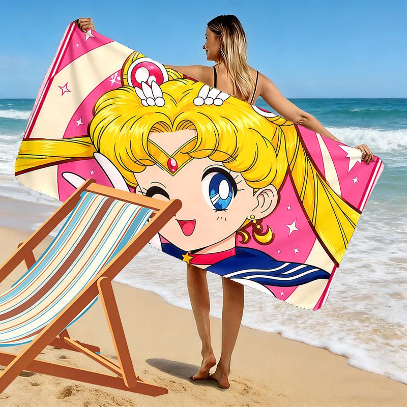 Sailor Moon2 Print Beach Towel, Large Soft Quick Dry Towel for Beach Camping Swimming