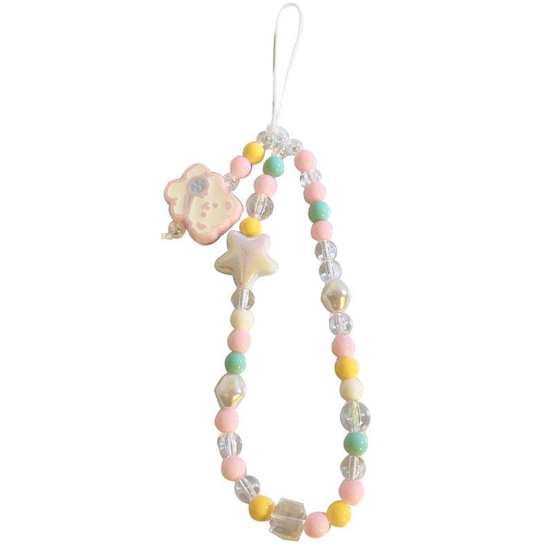 Bracelet de perles d'amour pour femmes, petit nœud en cristal frais, fleurs, amour, chaîne de téléphone portable, anti-chute, accessoires de coque de téléphone portable, DIY