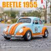 Simulation 1/18 Scale Beetle 1955 Vintage Alloy Car Model With Sound And Light Diecast Toy Vehicle Collection Miniature Voiture