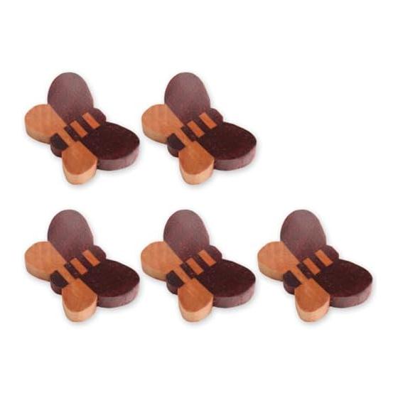 J-kitchens Wooden Chopstick Rests, Yosegi Butterfly, Set of 5, 4.2x2.8cm