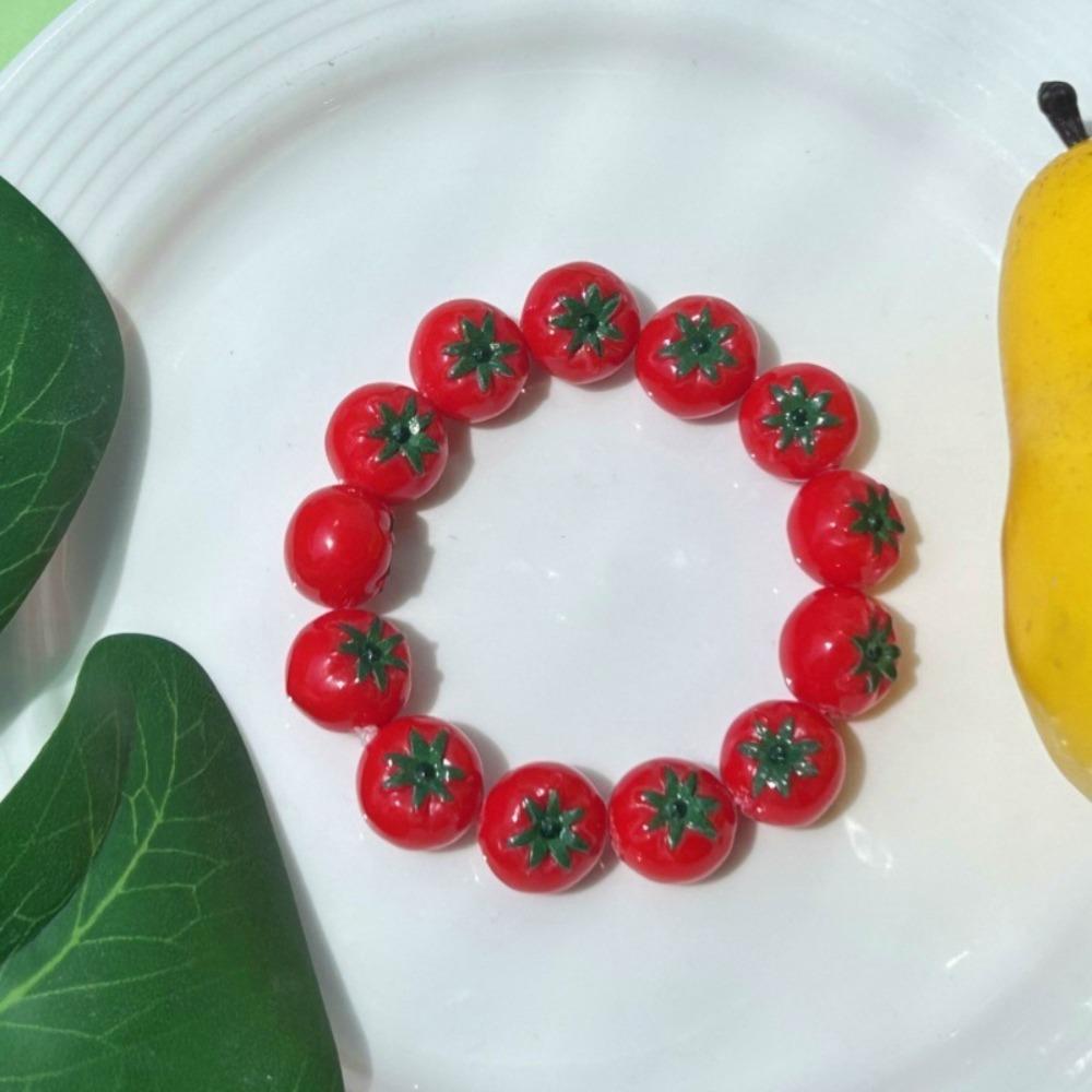 3D Fruit Resin Fruit Bracelet Elastic Rope Cartoon Bracelet Y2K Fruit Beaded Bracelet  Summer