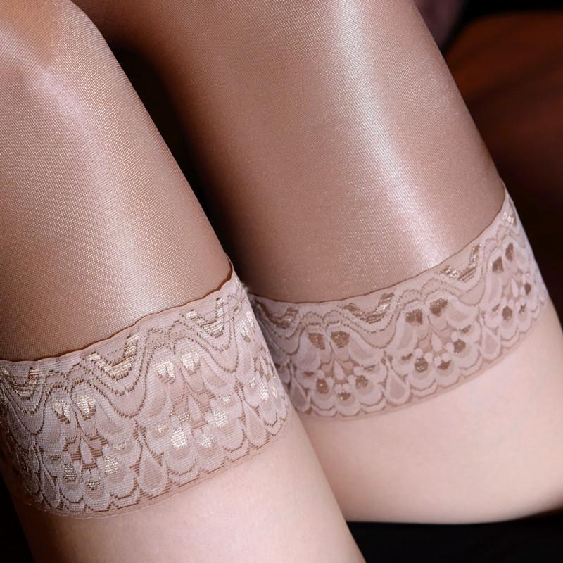 Sexy 70D Oil Glossy Stockings Silicone Non-Slip Pantyhose Soft Satin Nylon Thigh High Stockings Dance Hosiery Sexy Lingerie