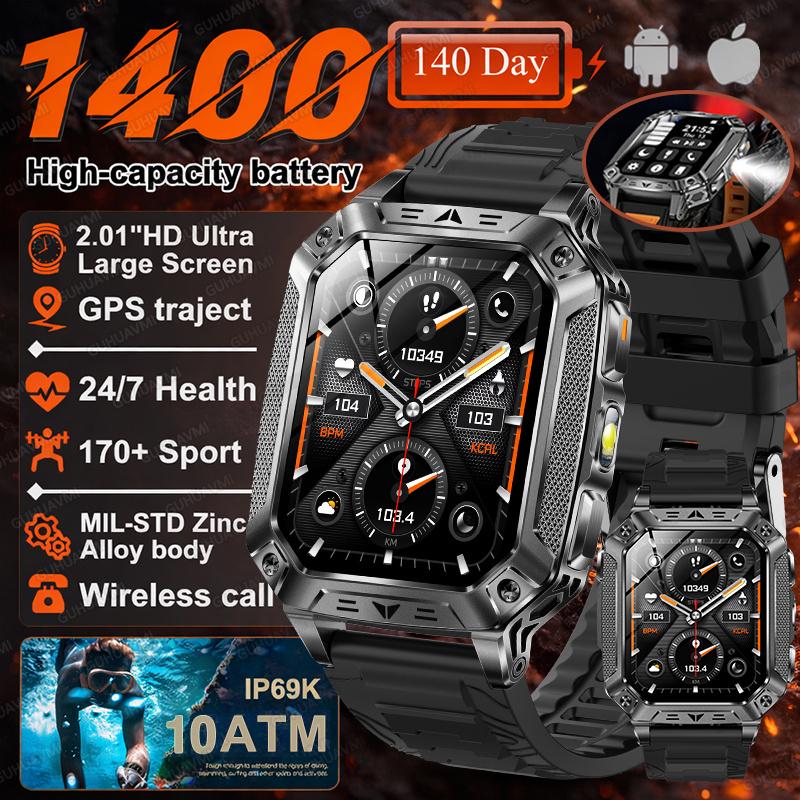 New 1400mAh Battery Smart Watch GPS Path Bluetooth Call 10ATM Waterproof Swim Sport Run Hiking Outdoors Military Smartwatch