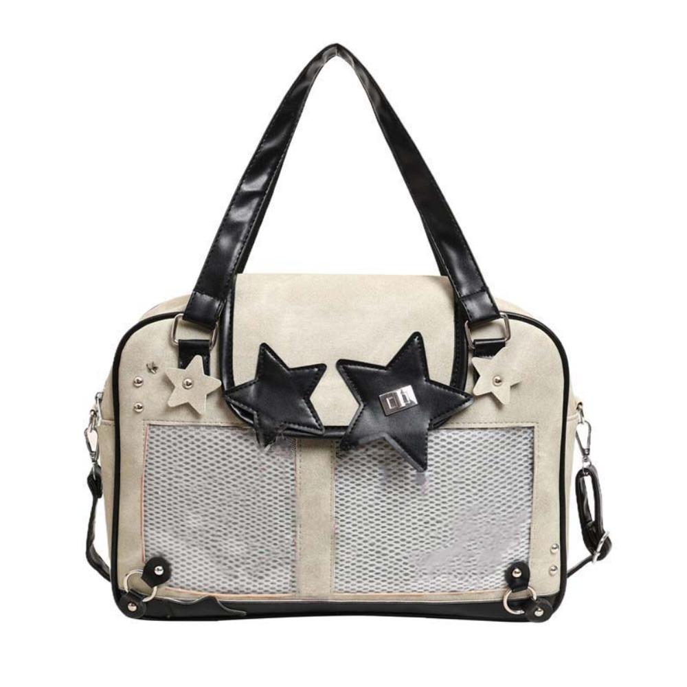 Star Decoration Shoulder Ita Bag Denim Y2K Anime Display Bag Goth Transparent Pocket  Daily