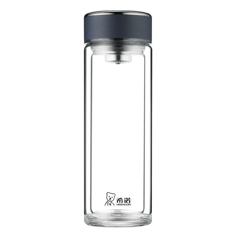 Heenoor Double Wall Glass Tea Bottle with Infuser, 395ml