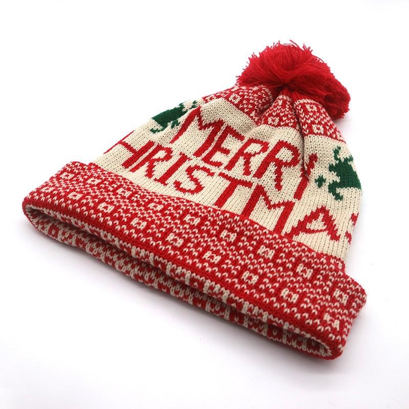 NORTHWOOD Winter Knitted Jacquard Santa Woolen Beanies Hat Ear Protection Warm Fur Ball Christmas Beanie Hat