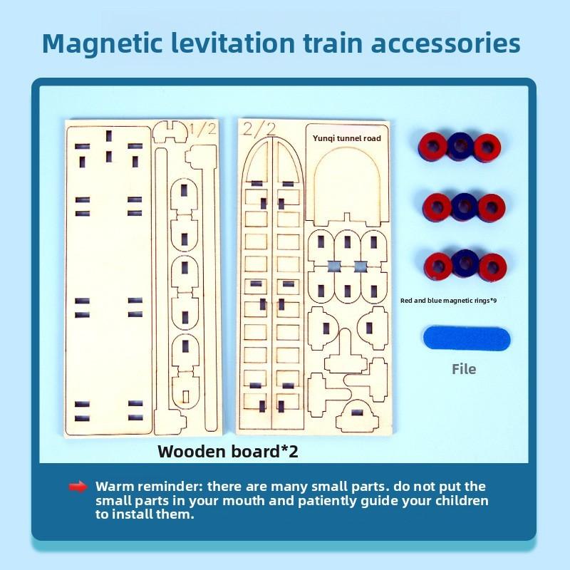Wooden Assembled Maglev Train Scientific Experiment Children Puzzle Toy Set For Learning And Diy Kids
