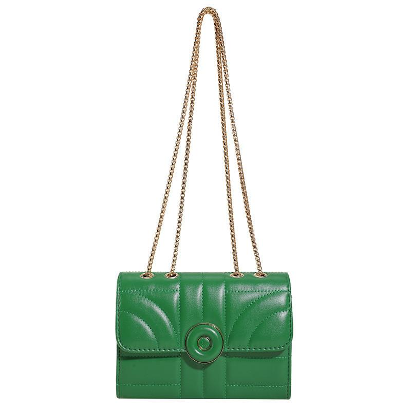 

Chic Stylish Pu Leather Crossbody Bag For Women With Chain Strap And Trendy Checkered Pattern зелений