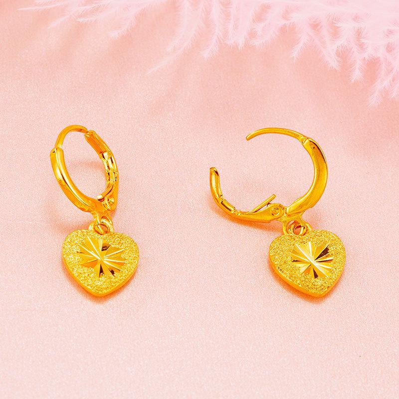 Exquisite Heart-Shaped 24K Gold-Plated Earrings - Korean Fashion Women's Jewelry