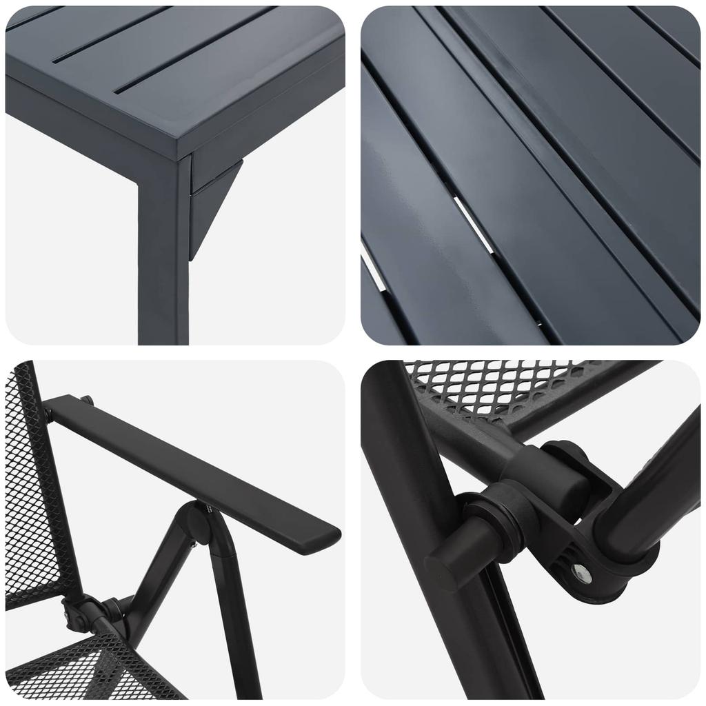 Garden Dining Set 9 Pcs Anthracite Steel