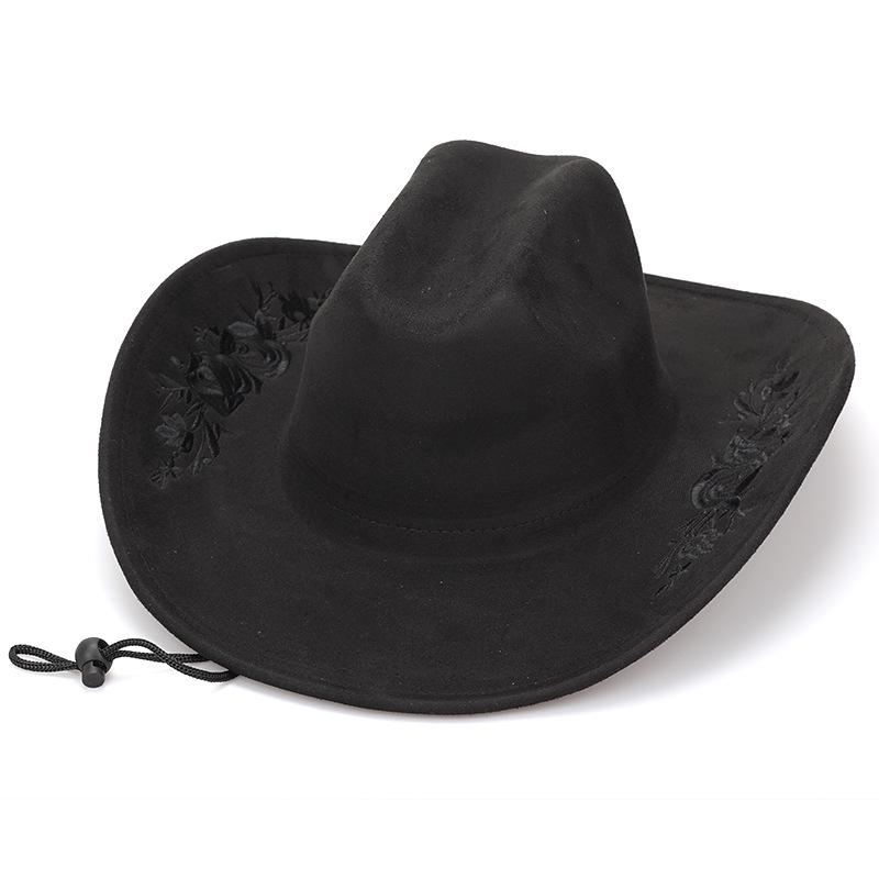 Unisex Retro Denim Floral Embroidery Jazz Hat - Western Ethnic Outdoor Style
