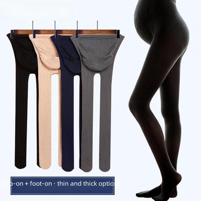 Maternity Pantyhose with Adjustable Belly Support - Velvet Leggings for Spring & Autumn