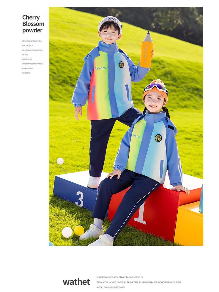Rainbow Three-Piece Windbreaker Sports Suit for Kids - Autumn/Winter School & Kindergarten Uniform