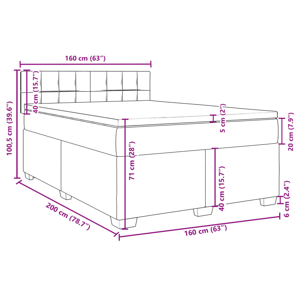 Box Spring Bed with Mattress Light Grey 160 x 200 cm Velvet
