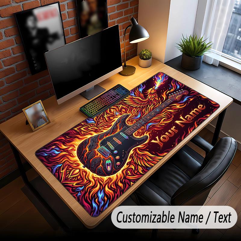 Music Guitar Theme Custom Mouse Pad Personalized With Name Text Customized Desk Mat For Office Home Decor