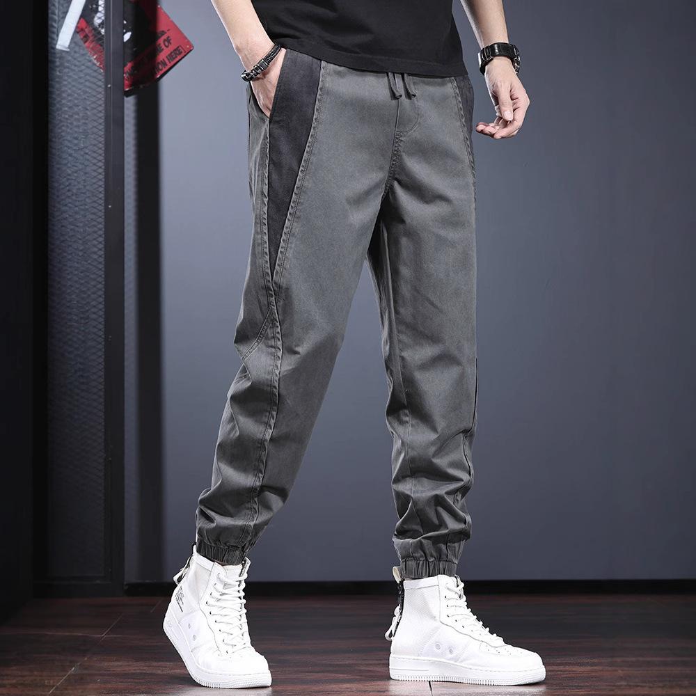 High-end Design Casual Pants Men's Spring and Autumn Street Style Loose and Thin Contrasting Color Leggings Handsome Trend