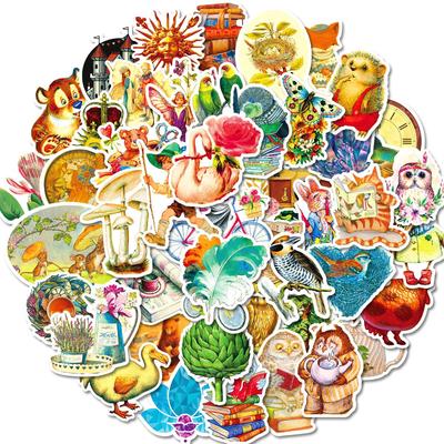 50 Retro Style Series Decorative Stickers Nordic Style Waterproof Stickers