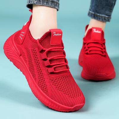 Damenschuhe weiche Sohlen sind keine müden Füße, Sommer-Plateauschuhe atmungsaktive Fly-Woven-Sportschuhe bequeme Freizeitschuhe Schuhe Damen vielseitig