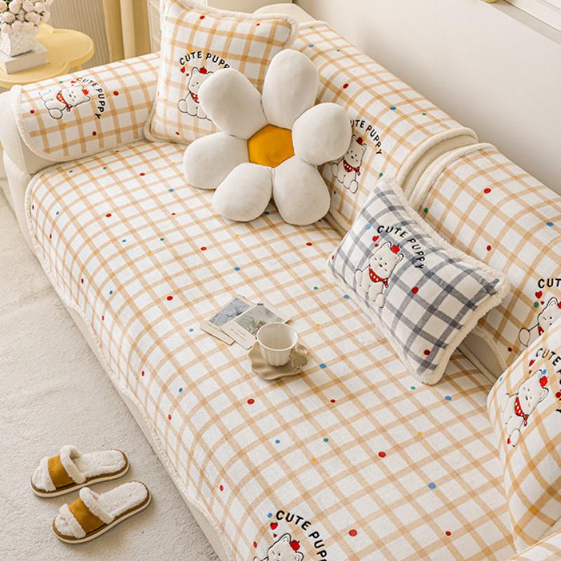 Zimní teplá kreslená podložka na pohovku nepravidelná flanelová protiskluzová prachotěsná ochrana nábytku moderní pohodlný potah na sedadlo do obývacího pokoje