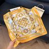 Simulated silk women's small square scarf, Korean cashew nut leopard print small silk scarf, headscarf, four-season scarf, professional scarf.