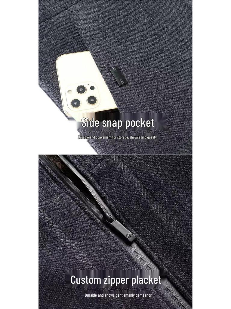 Men's Chenille Lapel Woolen Coat - Velvet Lined Winter Jacket for Middle-Aged and Elderly Dads