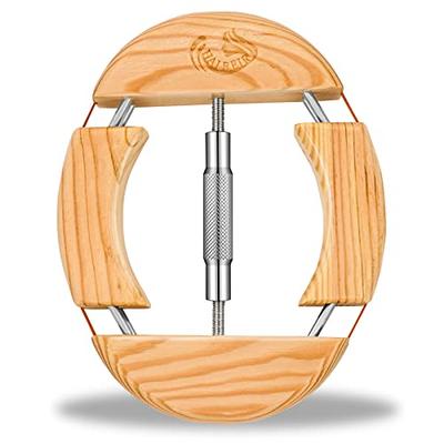 HAIEBIR 4-weg Houten Hoedenrekker met Zilveren Roestvrij Stalen Verstelbare Spanmoer Hoedvormer voor Unisex Volwassenen, Past op 18cm tot 24.5cm, Eenvoudig en Makkelijk