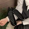 Pointed flat-bottomed rivet single shoes women's autumn new shallow-mouth soft-soled versatile one-pedal Mary Jane shoes