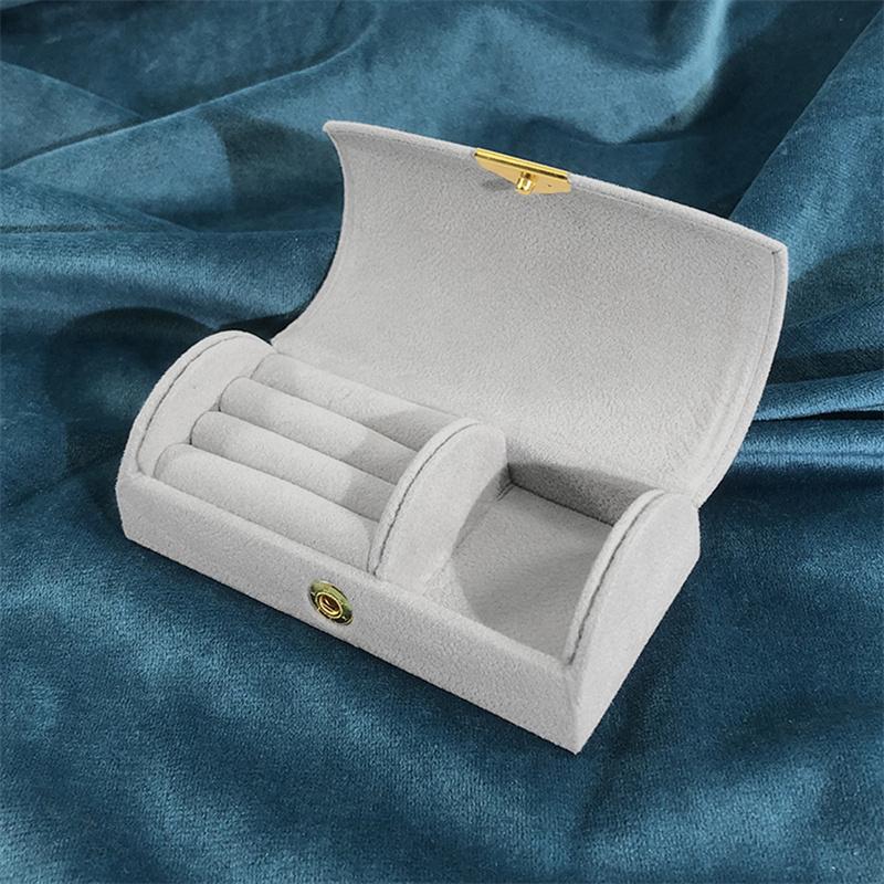 Solid Color Portable Jewelry Storage Box New Exquisite Travel Jewelry Bag Suede Surface Jewelry Box Organizer