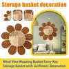 Woven Rattan Basket, Perfect For Beginners, Key Storage, Bathroom Organizer, Sunflower Design, Meditation Basket.