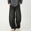 Mens Loose Wide Leg Washed Vintage Split Design Casual Denim Jeans
