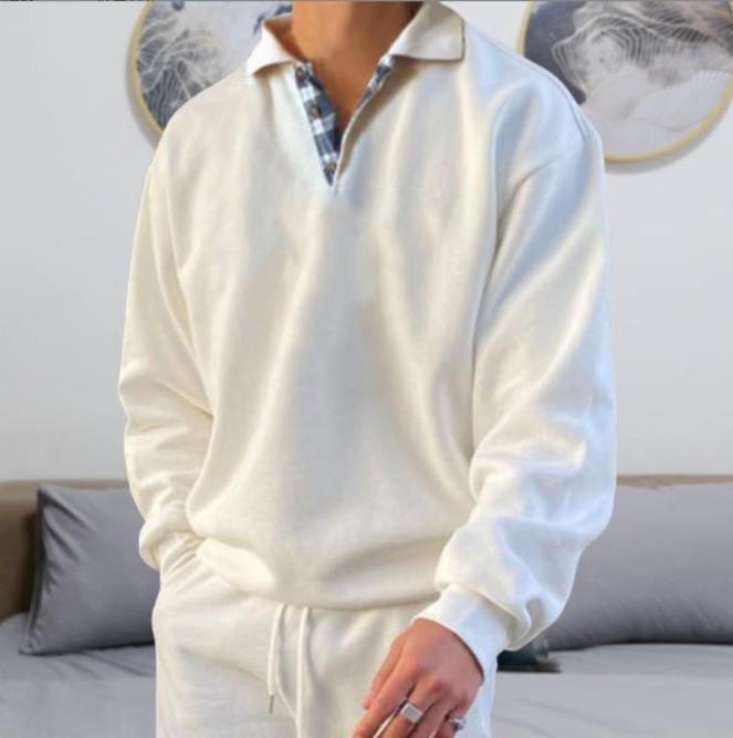 Popular Autumn Long-sleeved V-neck Men's Lapel Loose Sweater Men's Clothing