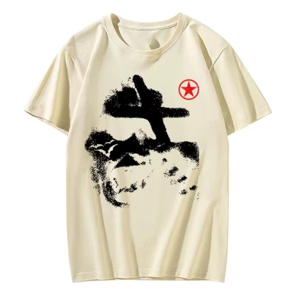 Hip Hop Oversized Top Rock Punk Streetwear Short Sleeve Tshirt Retro Goth Y2k Cotton Tshirt Harajuku Streetwear